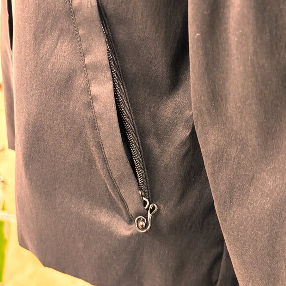 Samuel Dong Black cropped Pouf Sleeve Jacket Ruffle collar Zip/Snap Closure Sz S - Picture 3 of 14